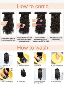 Extensiones de cabello de 20 pulgadas con clip, 4 piezas de extensiones de cabello ondulado, rubio arenoso con extensiones de cabello con reflejos blancos para mujeres