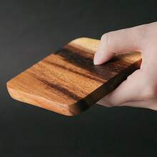 Acacia Wood Coasters Set Of 5 Wooden Drink Coasters, Natural Coaster Set For Cups, Rustic Wood Coaster Bulk For Home & Kitchen