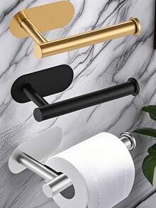 5/1 Peça Suporte de Papel Higiênico sem Furos, Suporte Adesivo para Rolo de Papel, Suporte de Papel Toalha de Aço Inoxidável, Suporte de Guardanapo Absorvente, Suporte de Papel Higiênico, Suporte de Papel Toalha de Banheiro, Suporte de Papel Toalha, Preto, Prata, Dourado, Acessórios de Banheiro, Sem Perfuração, Montado na Parede, Prateleira de Armazenamento de Banheiro, Equipamento de Hardware de Banheiro, Decoração de Banheiro, Armazenamento de Papel Toalha em Dormitório Durante a Temporada Escolar