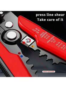 HALMAN 1 pieza Pelacables automático de electricista, multifuncional con rango de pelado de cables de 24-10AWG/0,2-6mm², para pelar, encintar, cortar cables rápidamente, adecuado para ingeniería eléctrica, instalación doméstica o mantenimiento de electrodomésticos, también llamado pelacables, cortador de cable - Rojo - Ver 8