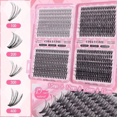 640 piezas de pestañas postizas de aspecto natural con rizado D, set mixto de 10D+20D+30D+40D+50D+60D+80D+100D de pestañas falsas negras gruesas sintéticas, adecuadas para principiantes, libro de pestañas de gran capacidad, pestañas clásicas de dibujos animados, duraderas y de larga duración, adecuadas para maquillaje diario, de fiesta, de boda, de Navidad, de festivales de música, incluye pegamento para pestañas, pinzas y cepillo. Tamaño de viaje.