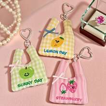 1 件简约可爱多巴胺刺绣便携式钥匙扣吊坠 - 彩色 - 查看 3