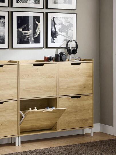 SoBuy 4 Flip-Drawers Shoe Cabinet Shoe Rack Shoe Storage Cupboard Organizer Unit Light Orange W100 X D19 X H90cm FSR100-RS