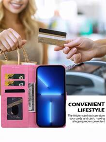 Solid Colour Printed PU Leather Mobile Phone Wallet With Bi-Fold Edges, Card Slots And Card Holder With Lanyard Features A Garden Floral Design For Total Protection Suitable For A Wide Range Of Branded Mobile Phone Models Waterproof Shockproof Anti-Fall Scratch Resistant