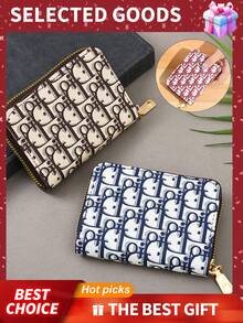 1pc Fashionable And Simple Card Holder, Mini Cute Wallet, Zippered Men's And Women's Card Holder Driver's License Bag, Credit Card Wallet, Multi-Purpose