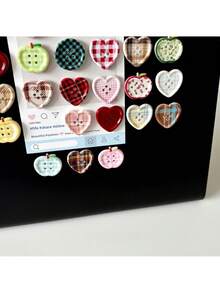 1 Set Of 5pcs/10pcs Retro Plaid Pattern Magnetic Decorative Fridge Magnets, Y2K Millennium Style Magnetic Stickers For Perforated Board Photo Wall - Multicolor - View 4