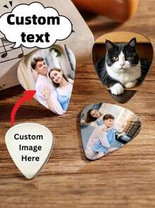 مِعزف جيتار شخصي - صورة/نص/شعار مخصص، مِعزف جيتار مثلث، بلاستيك عالي الجودة، مناسب للموسيقيين، هدايا المناسبات، هدايا عيد الميلاد، مِعزف جيتار متين ذو سطح لامع وإبداعي