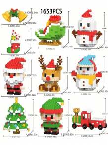 Christmas Santa Claus, Christmas Tree, Train, Snowman Micro Particles Building Blocks, Creative Gift, Reindeer Assembled Blocks - Educational ABS Toy Box Packaging, Best Holiday Gift Room Decoration Christmas,Ornaments Christmas,Adult Building Blocks,Little Houses,Gifts,Christmas Train Set,Christmas,Building Blocks,Christmas Decorations