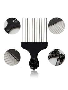 1支黑色金属非洲发梳 - C818 发刷、梳子、护发工具、沙龙美容美发产品及配件、返校季、旅行度假返校季必备品、万圣节造型工具、刷子、发梳、解结梳、球形梳、迷你发梳套装、木梳、发梳、迷你发梳、解结梳、美发产品、美发工具、美发用品、护发、卷发梳、美发设备、旅行必备品、发型、美发、发梳、背梳、造型梳、卷发梳、边缘梳、发梳、梳发、发梳套装、梳发、卷发梳、解结梳、女士发梳、头发、旅行、美发产品、美发工具、美发用品、理发师、理发师配件、理发店、美发设备 - 黑色 - 查看 3