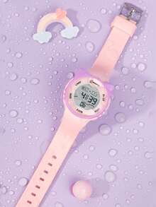 MINGRUI 30M Waterproof Cartoon Cat Colorful Digital Kids Watch With Alarm, Timer, Luminous For Children, Girls, School Supplies, Cute Anime - White - View 7