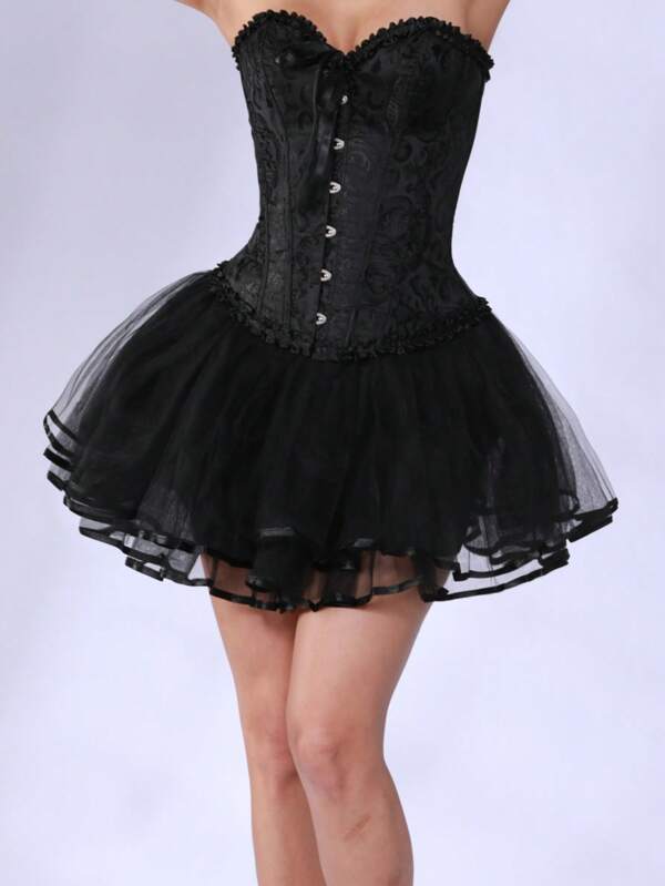 Enagua con volantes sin huesos blanca y negra, linda falda de volantes tipo tutú, vestido de mujer para cosplay y Halloween con cinta de satén