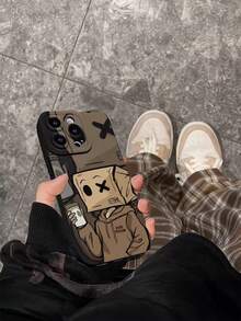 1pc Creative Personalized Cardboard Person Painted Pattern Eye Anti-Drop Phone Case Compatible With IPhone Xs/Xs Max/Xr/11/12/13/14/14 Plus/15/15 Plus/16/16 Plus/7/8 Plus And Other Models Protective Cover - Multicolor - View 4