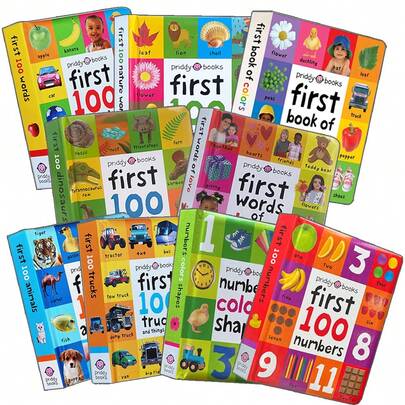 Lachilly First 100 系列丛书：First 100 个单词、动物、卡车、数字、颜色、形状——学龄前儿童词汇、动物识别、交通工具和数学技能的早期学习