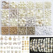 DIY White Faux Pearl Letter & Daisy Pendant Accessories, Jewelry Making Kit