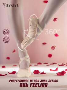 DonsGirl 一双高弹力强力包裹专业芭蕾舞鞋，双层弹力网底设计，适合女孩、现代舞鞋、古典舞鞋和瑜伽鞋 - 淺粉色 - 查看 3