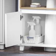 SoBuy Under Sink Cabinet Bathroom Vanity Unit Bathroom Cabinet Suitable For Pedestal Sinks Grey W60 X D30 X H61cm BZR148- Home Bathroom Decor Bathroom Organizer Summer Bathroom Accessories - White - View 4