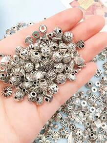 50/200pcs Mixed Spacer Beads Set DIY Jewelry - Zinc Alloy, Fashionable Textured Metal Design, Suitable For Necklaces, Bracelets And Rings