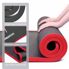 PROIRON 体操垫，带绑带的家用健身垫，防滑训练垫，10/15 毫米厚瑜伽垫和运动垫，健身垫，瑜伽垫，家用训练普拉提垫 - 黑色 - 查看 5