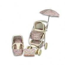 Carriola para Muñecas Estilo Vintage Modelo Noni IS-9662 Cochecito de Juguete para Niñas con Diseño Clásico Plegable y Ligera Ideal para Juego de Rol y Paseo de Muñecas Regalo de Cumpleaños Navidad - Caqui - Ver 1