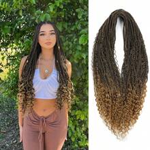 24 Inch 30 Strands Dreadlock Extensions Sets,3 In 1 Mixed Synthetic Dreads Extensions, Black Straight&Curly&Boho Handmade Dreads Hippie Style Dreadlocks For Woman - Multicolor - View 24