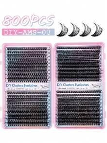 800Pcs D Volume Segmented Eyelash Clusters, 10D+20D+30D+40D+50D+60D+80D+100D Mixed Dense Black Natural Fluffy Single Cluster Eyelash DIY At Home, Large Volume Beginners Can Also Wear Easily, Long Lasting Chic, Comfortable To Use, Individual Eyelash Extensions For Parties, Parties, Travel And Other Occasions, Mixed Lengths Of (9-16 MM) Lash Clusters, Eyelash Clusters, Individual Eyelashes, Lashes, Fake Lashes