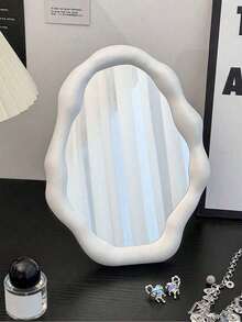 Espejo de escritorio asimétrico con forma de nube, espejo de maquillaje plegable portátil, adecuado para el hogar, dormitorio, esencial para viajes, accesorios de decoración del hogar para sala de estar, dormitorio, baño, herramientas de viaje, regalos de boda, día de la madre/padre, amigos, maestros, accesorios de Año Nuevo, regalos divertidos