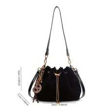 Vintage Umhängetasche für Frauen - Verstellbarer Schultergurt, Kordelzugverschluss, Kaffeebraun/Schwarz - Alltagstasche und Schultertasche, formelle Anlässe und Abendaccessoires - Langlebiges Design, Quastenverzierung, Metallverzierungen,Damentaschen, modische Damenhandtaschen, beliebte Damentaschen im Jahr 2026, Damenhandtaschen, modische Handtaschen, Weihnachtsgeschenke - Braun - Übersicht 6