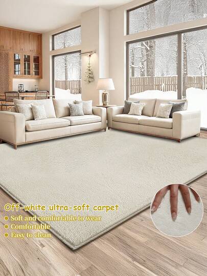 1pc Minimalist Beige Solid Color Super Soft Carpet, Modern Nordic Luxury Solid Color Living Room Bedroom Carpet, Comfortable Foot Feel, Easy To Clean And Machine Washable Home Decor Carpet, Suitable For Entryway, Bedroom, Coffee Table, Corridor, Lounge, Tea Room, Bedroom, Study, Dressing Room, Etc. All Season Use, Adding Texture To Home Decor, Halloween Holiday Home Decor, Multiple Sizes And Colors Available