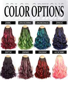 Peluca sintética ondulada de 18 pulgadas, extensiones de cabello con 5 piezas de clip, hechas de fibra sintética, resistente al calor, disponible en negro/rojo, adecuado para uso diario y vacaciones - Multicolor - Ver 3