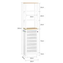 SoBuy BZR43-W Bathroom Tall Cabinet Bathroom Cabinet Bathroom Shelf Bathroom Cabinet With 3 Open Compartments And Louvre Door Bathroom Furniture White-Natural W X H X D Approx: 40 X 160 X 30 Cm Home Bathroom Decor Bathroom Organizer Summer Bathroom Accessories - White - View 2