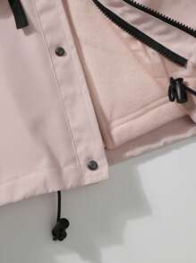 新款女士户外连帽夹克，休闲防风外套，适合日常出行和运动，抓绒面料，滑雪适用