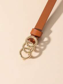 1/3件装女士时尚搭扣黑色、白色和棕色休闲腰带，四季皆宜 - 1.4三圈扣小帶 - 查看 9