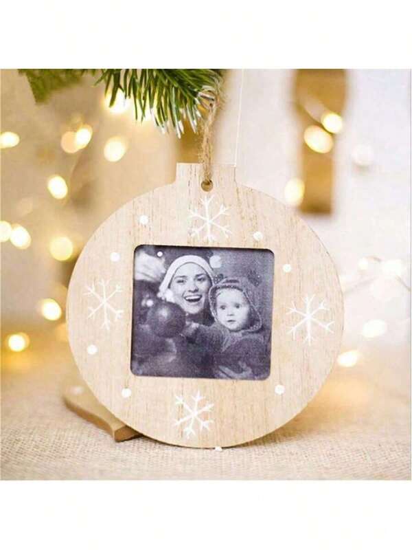 1pc Christmas 2026 New Year For Home Christmas Decoration DIY Wooden Photo Frame Pendant XMAS Christmas Tree Hanging Pendant Merry Christmas
