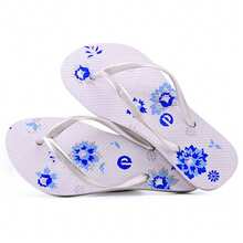 Comfortable Soft Women's Flip Flops - Blue Flower - View 2