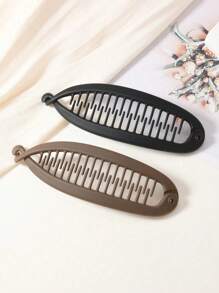 2 Items 1 Item, Simple Matte Solid Color Fishtail Clip, Elegant Vertical Ponytail Banana Clip In Solid Color Casual Leisure PP (Polypropylene) Ponytail Clip For Daily Commuting, Does Not Damage Hair, School Stuff