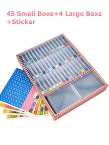 1 zestaw pojemników do przechowywania prac malarskich z diamentami, pudełko do przechowywania tacek z pokrywkami, 2 w 1 akcesoria do malowania diamentami do przechowywania i układania koralików, opakowanie pudełkowe (wypukły spód) - Wielokolorowe - Zobacz 13