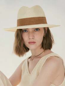 Classic Panama Straw Hat Unisex Jazz Hat Summer All-Match Anti-Ultraviolet Hat