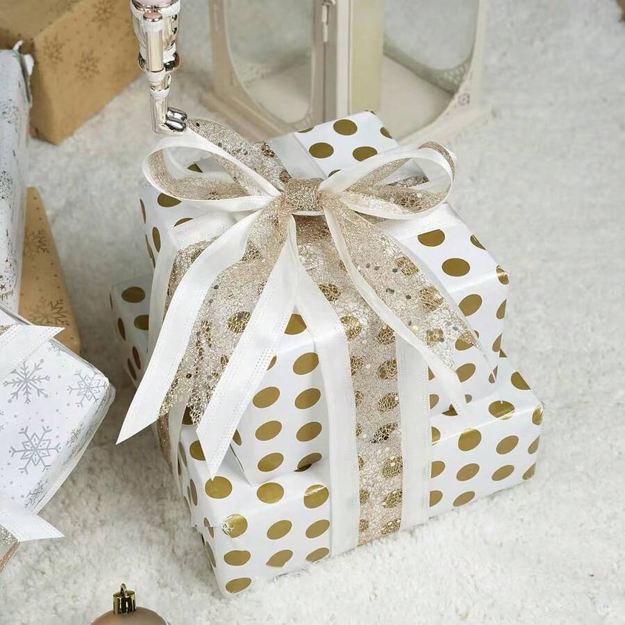 Polyester Metallic Tinsel Ribbon For Christmas Tree DIY Bow Party Gift Box Decoration