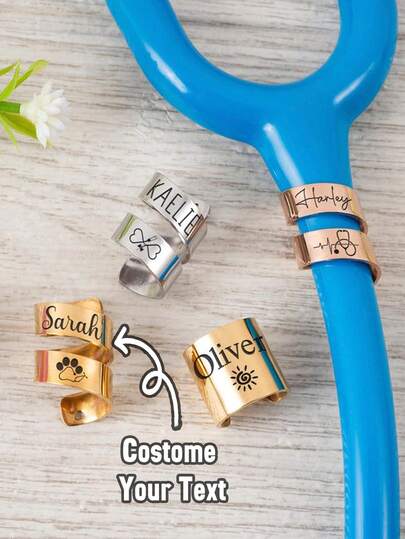 Etiqueta de identificación de estetoscopio de acero inoxidable personalizada, placa de identificación de estetoscopio grabada, dije de estetoscopio personalizado, anillo de identificación de estetoscopio, regalo para RN doctor/enfermera, etiqueta de estetoscopio grabada con nombre, regalo para estudiante de medicina, regalo de apreciación de la semana de las enfermeras, regalo de graduación, anillo de identificación de estetoscopio, decoración de jardín, regalo personalizado