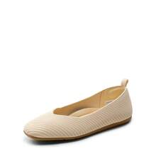 Women Machine Washable Flats Commute Arch Support Knit Flats Comfortable Office Work Shoes - Màu be - Xem 8