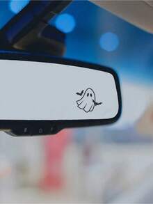 Cute Rearview Mirror Stickers, Bat Stickers, Ghost Hugging Bat, I Love Halloween, Halloween Stickers - Black - View 1