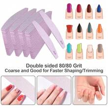 80/80 Grit Nail Files (10 Pack), Emery Boards For Acrylic Nails And Gel Nails, Coarse Nail File Double Sided 80 Grits Emory Professional Nail Filers Reusable Washable Manicure Curved Gray-76818 - 100片80/80粗砂弧形灰色 - 查看 4