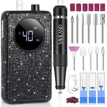 SAVILAND Advanced 30S Quick Removal Electric Nail Drill: 40000 RPM Nail Drill Professional Portable Drill For Nails 4000mAh Low Noise Nail File Electric Nail Tech For Hard Gel Salon Black Rhinestones - màu đen - Xem 1