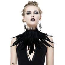 哥特式人造羽毛项链项圈 万圣节派对配饰