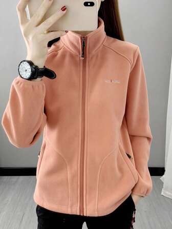 1pc Women's Outdoor Hiking Mountaineering 330g Thick Windproof Fleece Jacket,Winter,Skiing