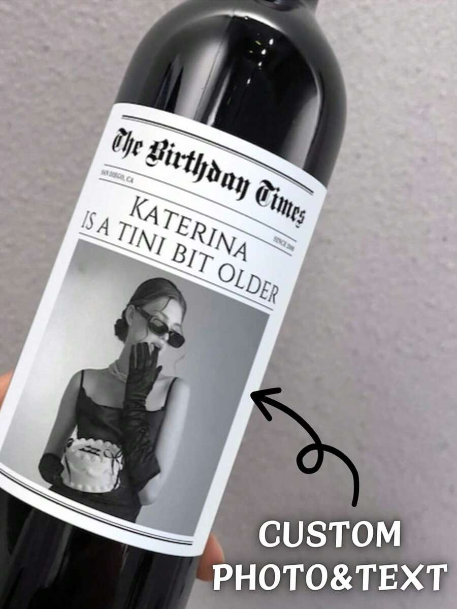 Custom Wine Label Waterproof Label Custom Photo Wine Label Black And White Photo Capitalized Black And White Bridesmaid Maid Of Honor Proposal Wine Label Wedding Gift Anniversary Gift Engaged Gift Gift