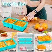 Silicone Freezer Tray For Soup With Lid - 2 Cup Soup Freezer Container Molds - Extra Large Ice Cube Tray - Silicone Freezer Food Molds For Freezing & Storing Soup, Sauce, Broth, Leftovers (2 Pack)-167239 - AquaBlue - Xem 8