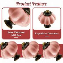 6pcs Acrylic Pumpkin Knobs, Vintage Cabinet Drawer Pulls, Single Hole With Screws, Decorative Dresser & Closet Hardware, Furniture Accessories For Home Renovation - Multicolor - View 7