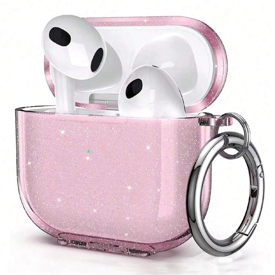 支架硅胶保护壳适用于原装 Pro2/4 Pro/ 3/2/1，透明蓝牙耳机套软耳机壳 - 粉色 - 查看 1