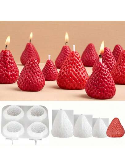 3D Strawberry AromaRelax Candle Silicone Mold DIY Handmade Romantic Scented For Valentine's Day Party Home Decor Birthday Gift